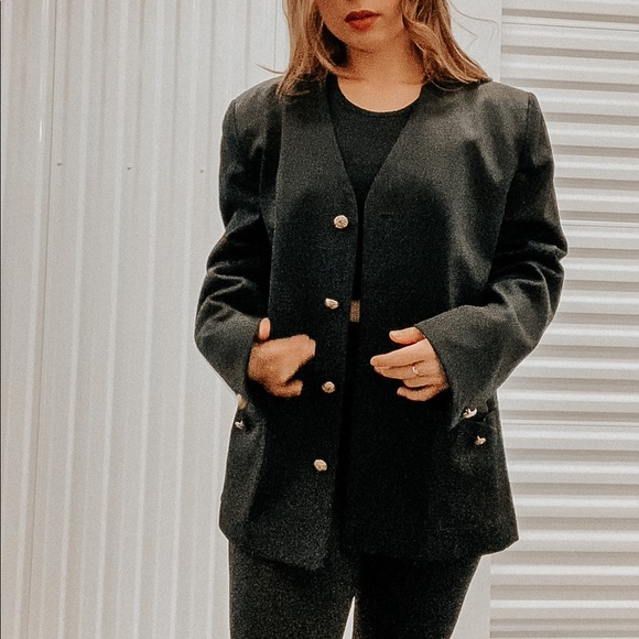 Vintage Christian Dior Black Cashmere Wool Jacket